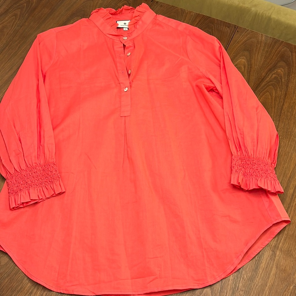 Tuckernuck Poppy Pink Teagan Popover Shirt XL